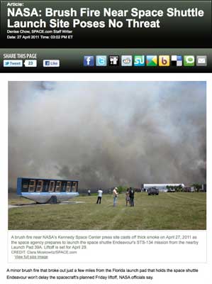 Brush fire near Launch Pad 39A