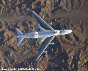 Endeavour being ferried