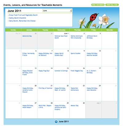 June Teacher Calendar