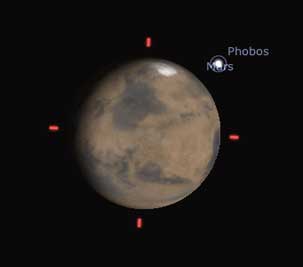 Stellarium image of Mars and Phobos