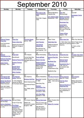 Teacher's Corner Sept. Calendar